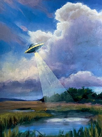 Ufo with light beam (Cumulus) 25,7 x 19,2 cm